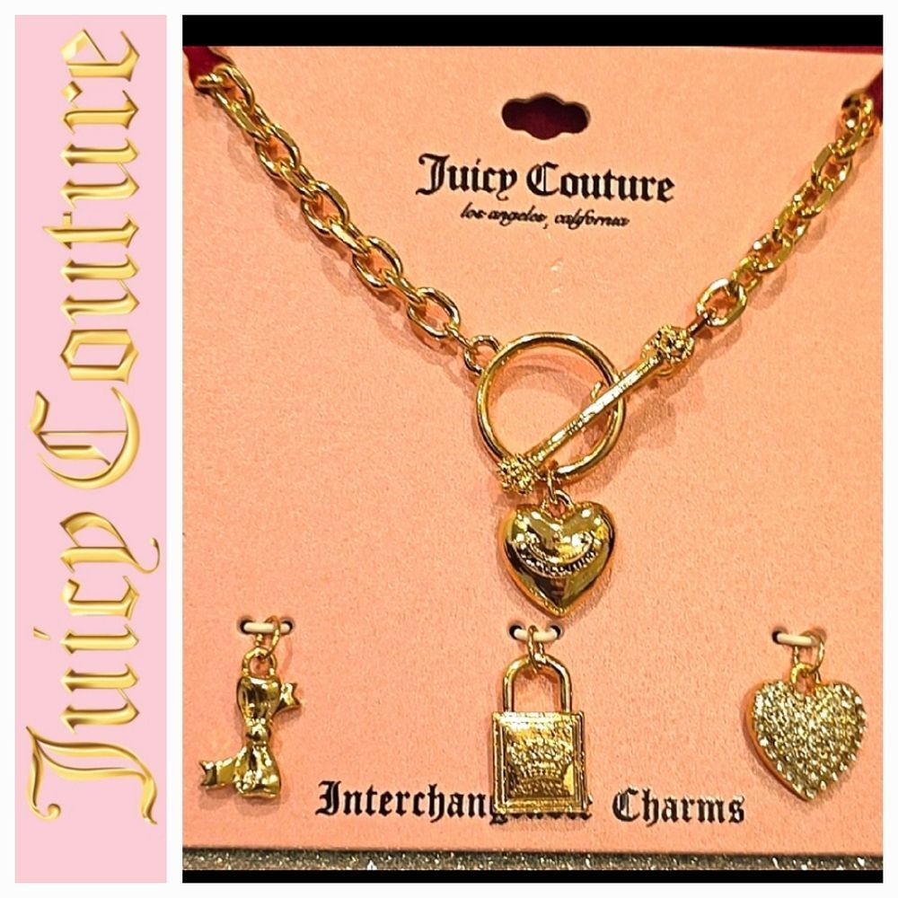 Juicy Couture Interchangeable Charms Heart &Crown‎ Lock Necklace